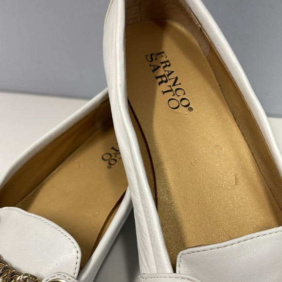 FRANCO SARTO.  Woman’s white Leather loafers. Size 7. Good condition - Picture 3 of 7